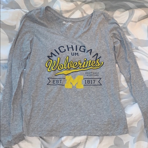 Champion Tops - Michigan Wolverines Long Sleeve Champion Tee